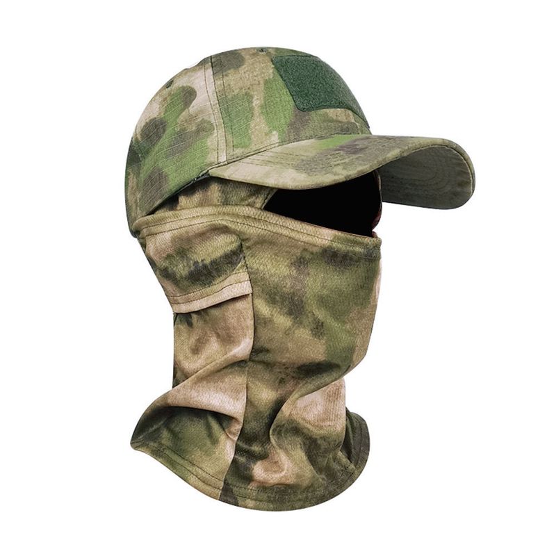 Kamuflaż z osłoną twarzy taktyczna czapka baseballowa Outdoor Hiking wspinaczka wędkarstwo ochrona przeciwsłoneczna daszek sportowy kapelusz_voghion.com