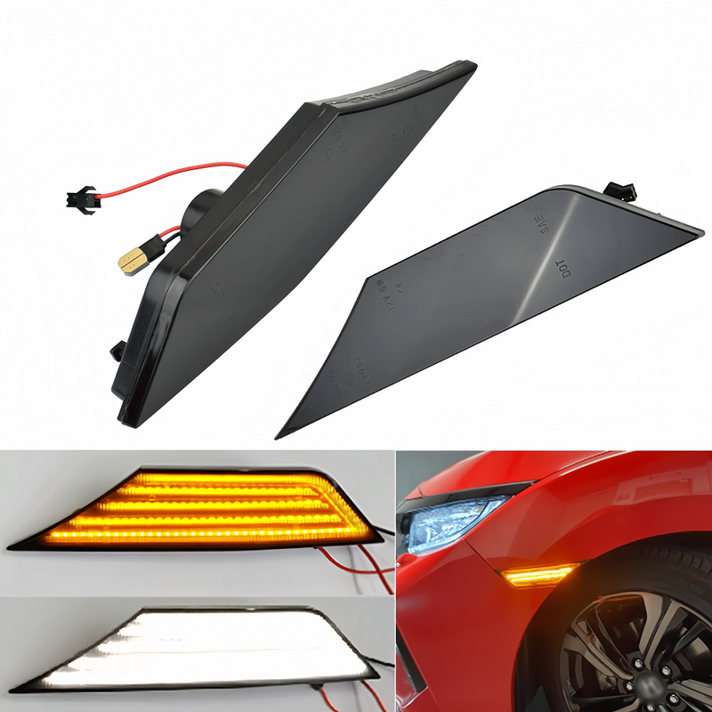 Für Honda Civic 10 Gen Fender Side Marker Bernstein Sequentielle Blinker Lampen Weiß Fahren Laufen Position Lichter 16-21_voghion.com