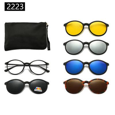 A set of glasses with five pieces of male and female polarized sunglasses, trendy driving sunglasses, and sending glasses pockets_voghion.com