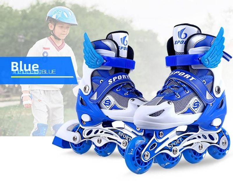 Patins em linha Full Flash para iniciantes para crianças, conjunto de patins ajustáveis para meninos e meninas, patins para meninos e meninas_voghion.com