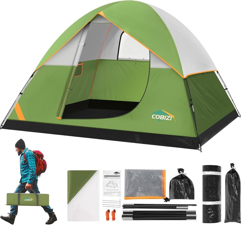 Camping Tent, 4/6 Person Easy Setup Waterproof Windproof Backpacking Tent W/ Removable Rainfly, Lightweight Portable Outdoor Family Tents For Camping_voghion.com
