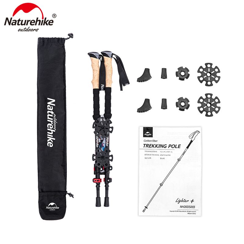 Naturehike Trekking Poles 2pcs Carbon Fiber Collapsible Telescc Stic Lightweight Walking Hiking Climbing Stick_voghion.com