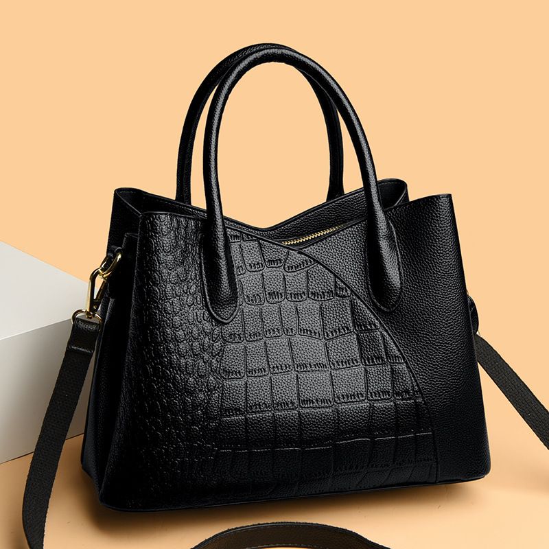 Women's Bag, High-end Single Shoulder Crossbody Bag, Large Capacity Crocodile Patterned Middle-aged Women's Tote Bag, Grand Handbag_voghion.com