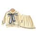 2024 Autumn And Winter New Cross Border Delivery Of Fashionable Baby Girl Ribbon Bow Knitted Two Piece Set Xiaoxiang Trendy Style_voghion.com