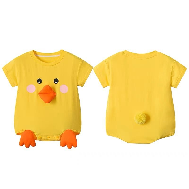 Body für Säuglinge und Kleinkinder für Jungen und Mädchen, super süße dreidimensionale kleine gelbe Entenkleidung, dünner Dreiecks-Overall, Strampler_voghion.com