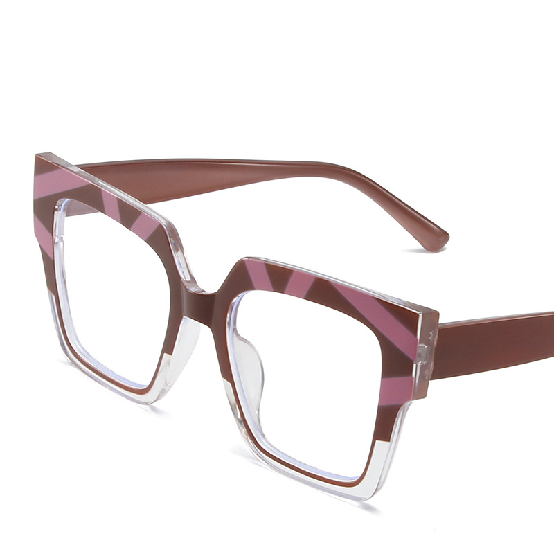 Women's Glasses Frame Flat Glasses Fashionable Eye Catching Cos Wear Glasses Frame Personality Contrast Color Square Frame Anti Blue Light Glasses_voghion.com