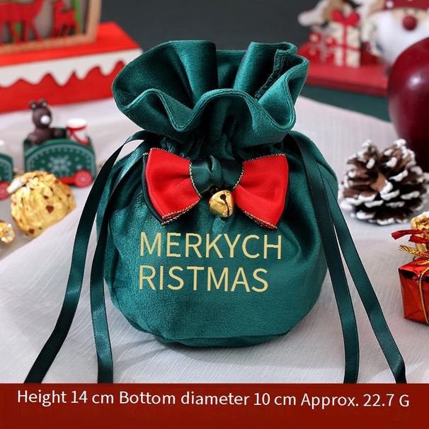 Elegant Velvet Christmas Gift Bags With Bow Tie - Festive Drawstring Pouch For Holiday Presents, Party Favors, Stocking Stuffers_voghion.com