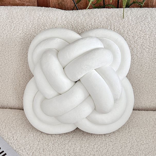 Knotted Rope Pillow - Minimalist Woven Decorative Cushion For Sofa/Bed/Window Seat (Solid Color Handmade Danish Ball Design16x16 Inches)_voghion.com
