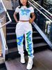 Women's Clothing Summer Casual Two Piece Suit For Women Heart Shaped Letter Print Short Sleeved Tops Sweatpants Two Piece Suit For Women_voghion.com