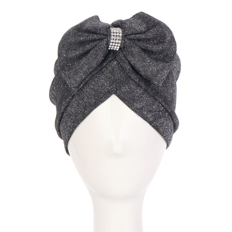  bright pink bow headscarf hat with forehead cross large bow with diamonds multi-color fashion_voghion.com