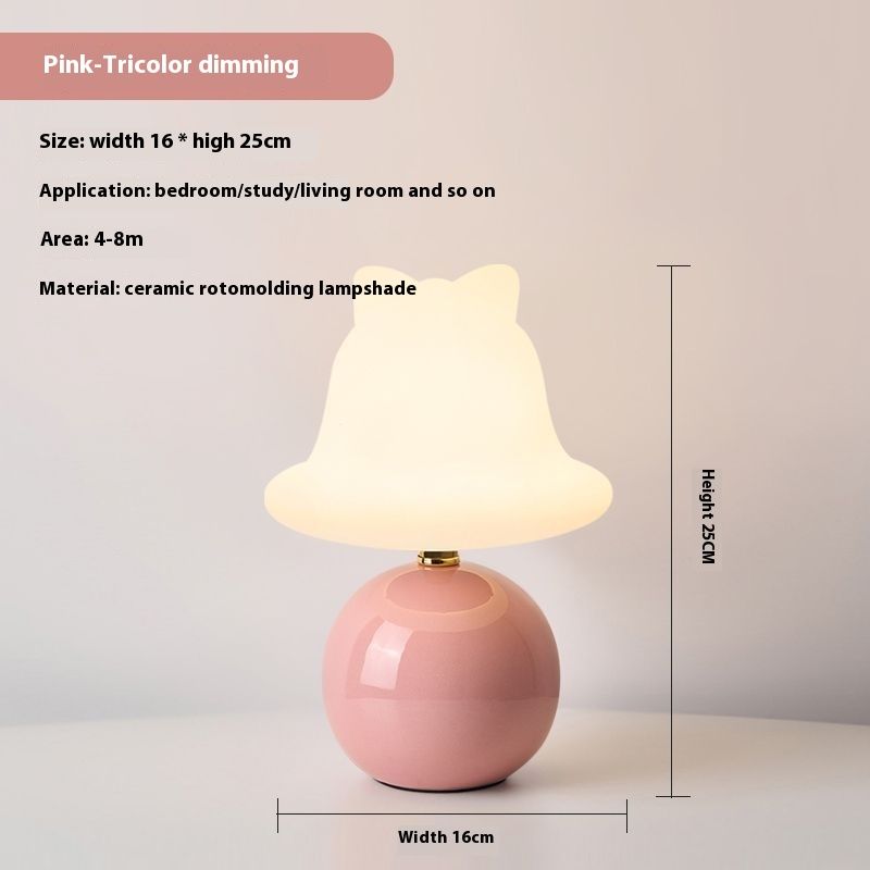 Small Table Lamp Bedroom Bedside Children's Eye Protection Warm Atmosphere Cute Cream Luxury High-end Night Light_voghion.com