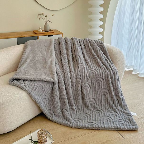Double Layer Taffeta Same Color Lambskin Car Blanket Gift Solid Color Sofa Blanket - 1PC_voghion.com