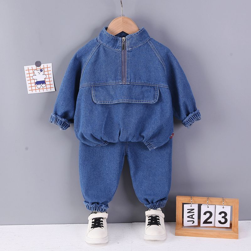 Kid's Clothing 2024 children's clothing small and medium children's clothing denim suit denim two piece suit spring new style_voghion.com
