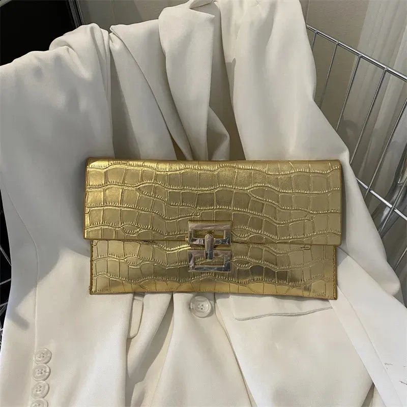 Pochette da sera per donna in argento, borse a busta, alla moda, in pelle PU, portafoglio, per feste di matrimonio, borsa da ballo 240924_voghion.com