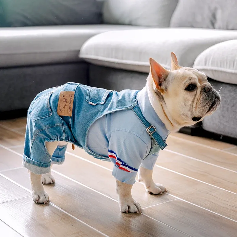 Denim Jas Herfst Winterkleding Voor Honden, Dikke Modieuze Pvc Kleding, Franse Bulldog, Puppykostuum, Dweilhond Van PawParty Winkel_voghion.com