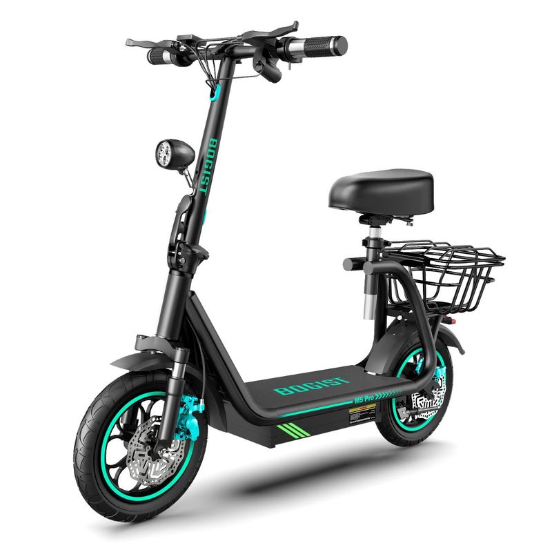 Trotinetă electrică BOGIST M5 Pro 500W, anvelopă de 12 inchi, baterie 48V 13Ah, cu scaun și suport de marfă_voghion.com