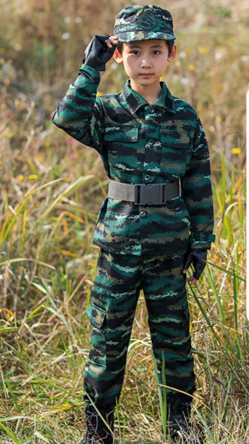 Roupas infantis, trajes de camuflagem infantil, roupas de desempenho para meninos, roupas de treinamento para acampamento de verão, roupas de treinamento militar com zíper_voghion.com