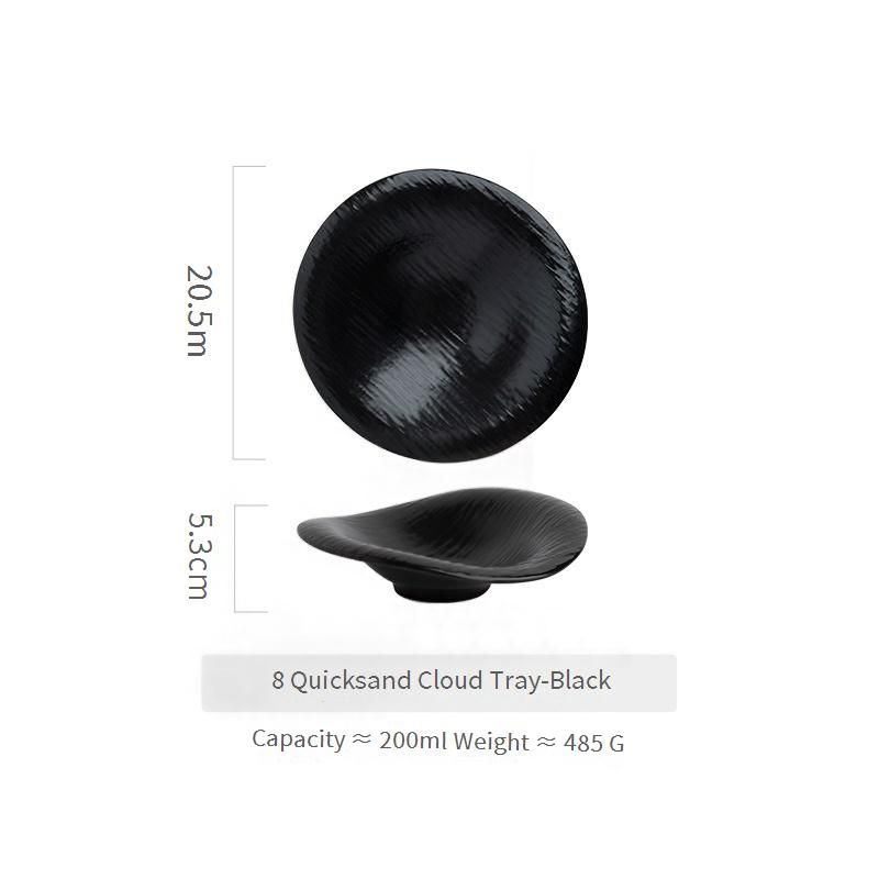 Cloud-Shaped Ceramic Bowl Set - Black Soup & Salad Bowls Irregular Asymmetrical Dishware For Restaurant & Home (Dishwasher Safe 4-Piece Set)​_voghion.com
