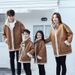 Manteau long réversible en faux daim – Ensemble assorti pour toute la famille (Enfants 100-140 cm, Adultes S-3XL, Style hivernal neutre, Modèle deux-en-un)_voghion.com