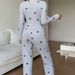 Pigiama da donna a maniche lunghe con pantaloni a cuore, autunno inverno 2025_voghion.com