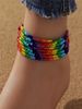 【8PCS】Xiyin Rainbow Anklet Bohemian Rice Elastic Thread String Beads Accessories_voghion.com