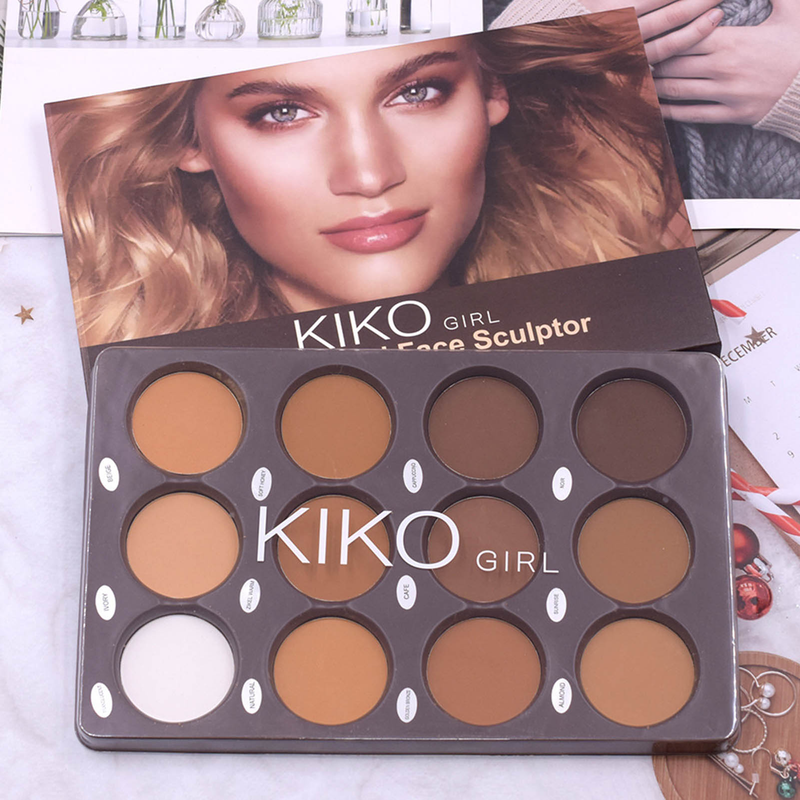 Hislaves Contour Palette Matte Polvere non volante Rifilatura Effetto tridimensionale 12 colori Face Eyeshadow Highlighter Palette Makeup Supply- 1pc_voghion.com