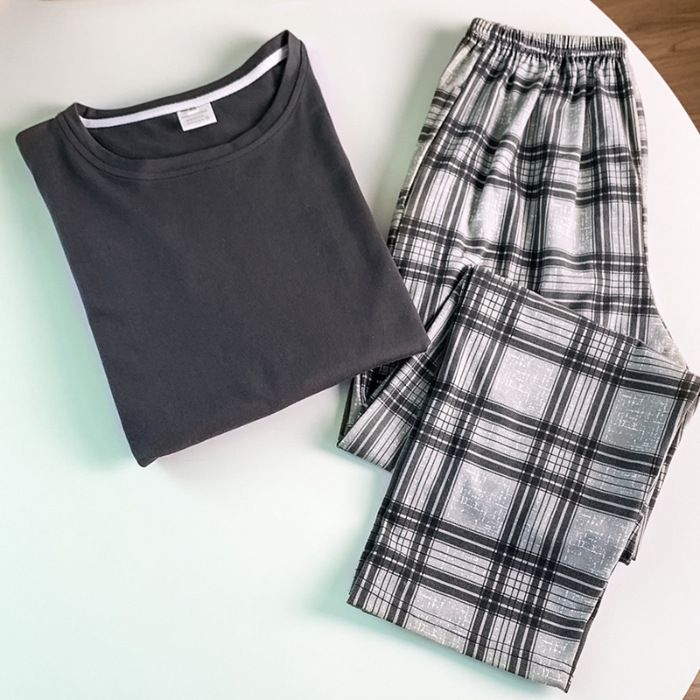 Γυναικείο πιτζάμα για ζευγάρια, ανοιξιάτικο και φθινοπωρινό, μακρυμάνικο, wo-tie, καρό, casual, home suit, 2024_voghion.com