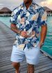 Roupas masculinas, camisa de verão, casual, solta, manga curta, shorts, praia, terno, impressão 3D_voghion.com