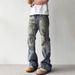 3D Printed Jeans – Digital Print Low-Rise Bootcut Denim Pants With Vintage Wash_voghion.com