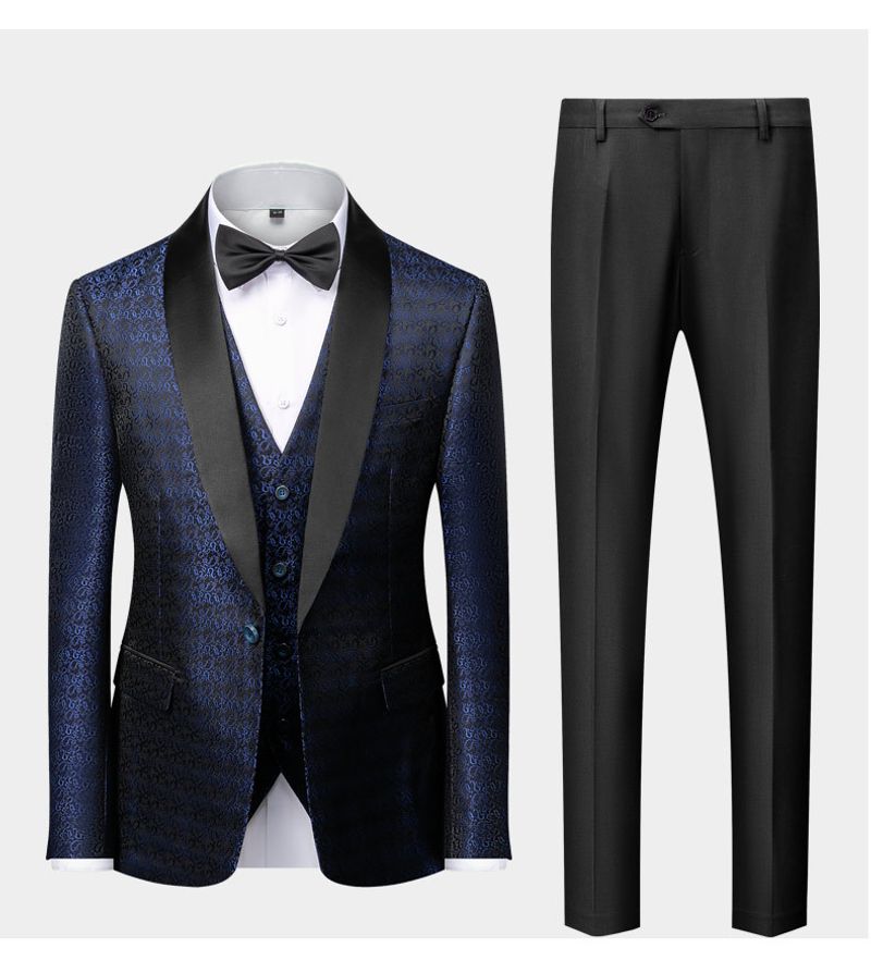 Abito da uomo slim fit in stile coreano - Completo da uomo casual da lavoro a 3 pezzi, completo blazer stampato autunno/inverno_voghion.com