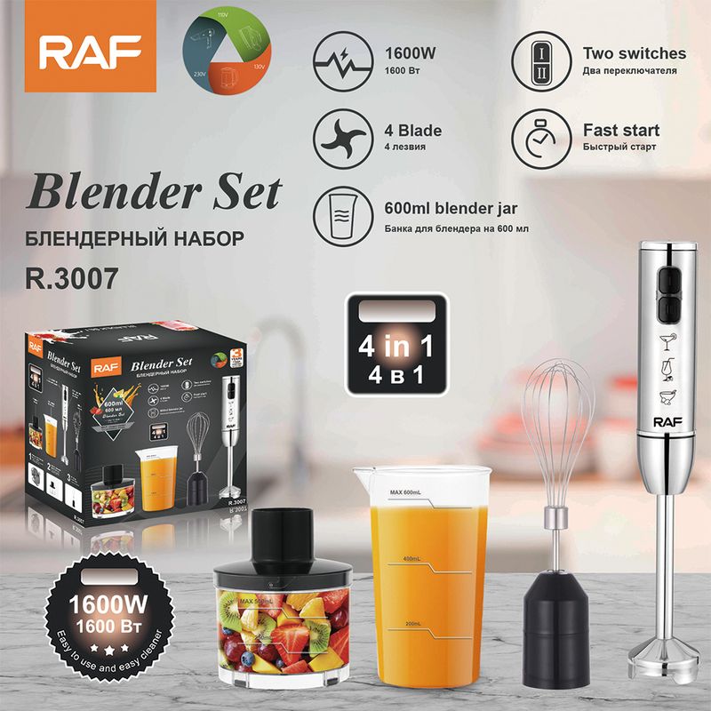Batidor de huevos eléctrico de mano europeo RAF para uso doméstico, juego de 4 piezas, R.3007_voghion.com