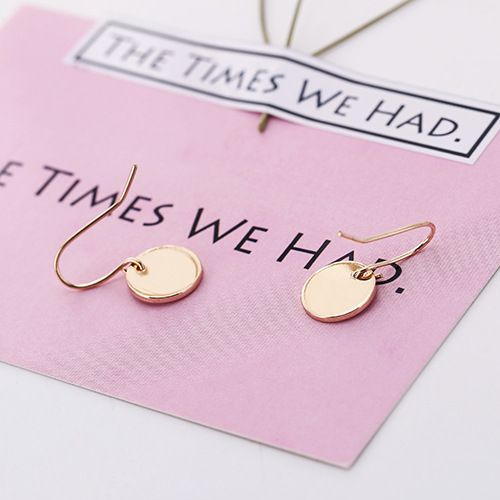 E799 Orecchini pendenti a cerchio con mini disco rotondo in metallo geometrico minimalista per donna_voghion.com