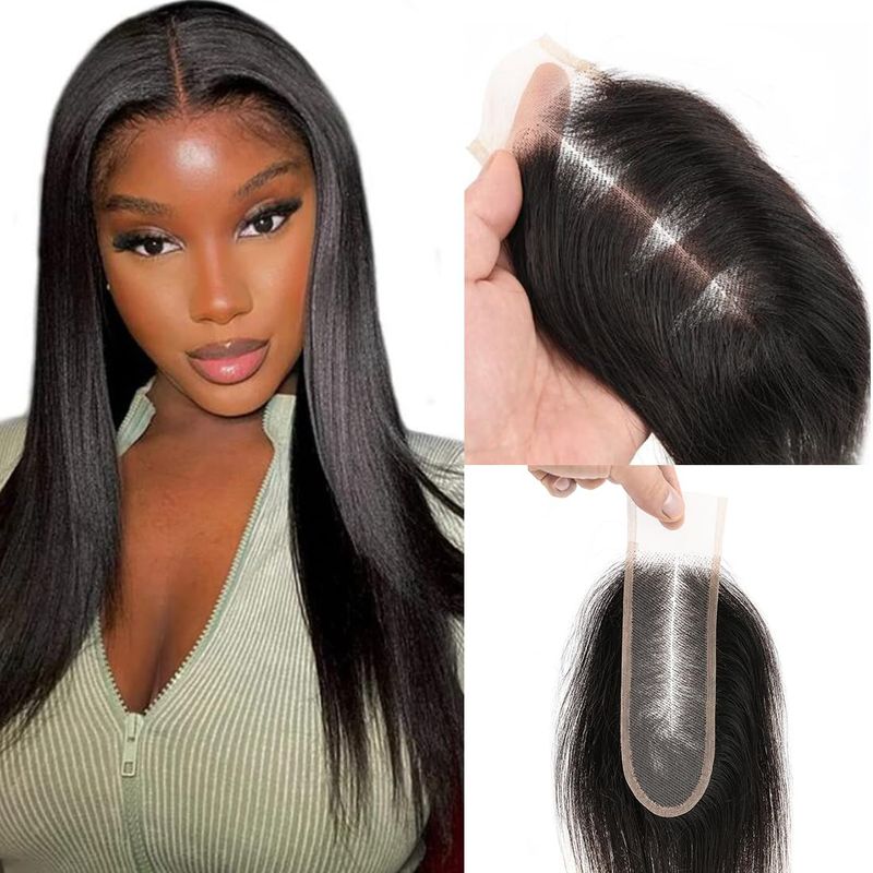 Închidere dantelă 2x6 drept 100% păr uman Kim K Închidere partea mijlocie Drept HD Închidere dantelă transparentă 2x6 păr uman Kim K Închidere 16 inch_voghion.com