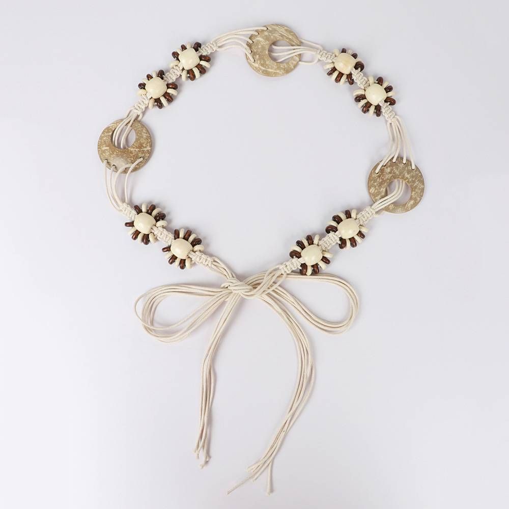 Ceinture tressée 1 pièce, corde de cire ethnique rétro littéraire, décontractée, cintrage de taille, robe décorative, corde de taille_voghion.com