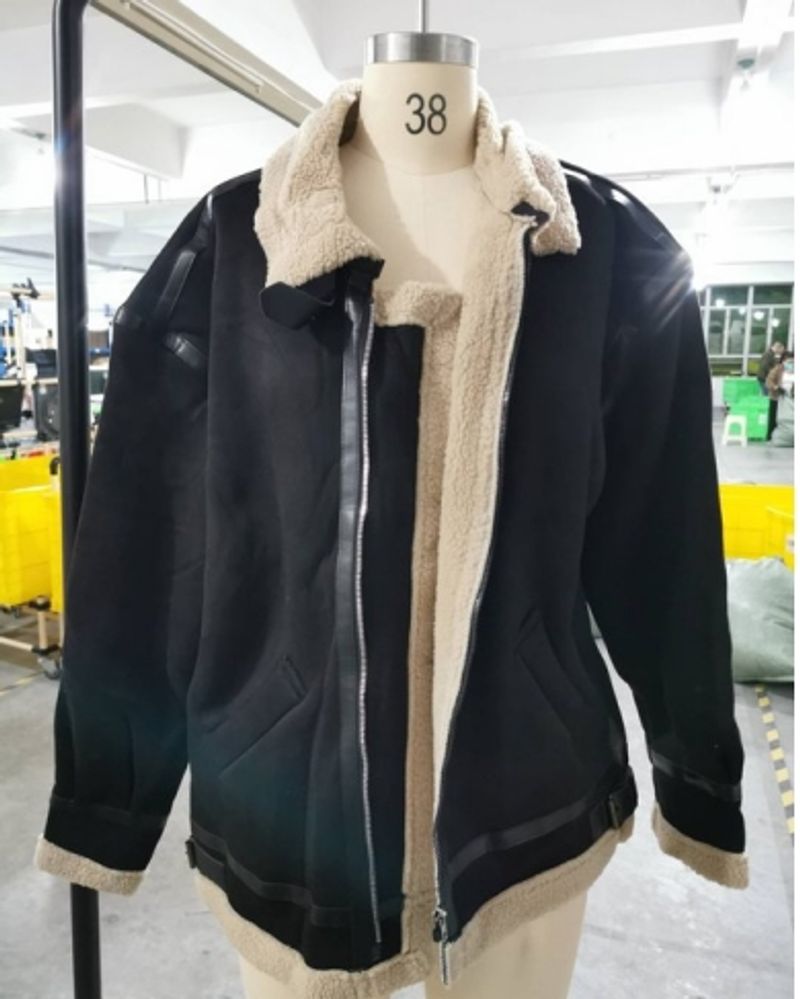 Men's Clothing Men's fur and leather suede jacket, plush and thickened motorcycle clothing, winter trendy loose jacket, lambskin top_voghion.com