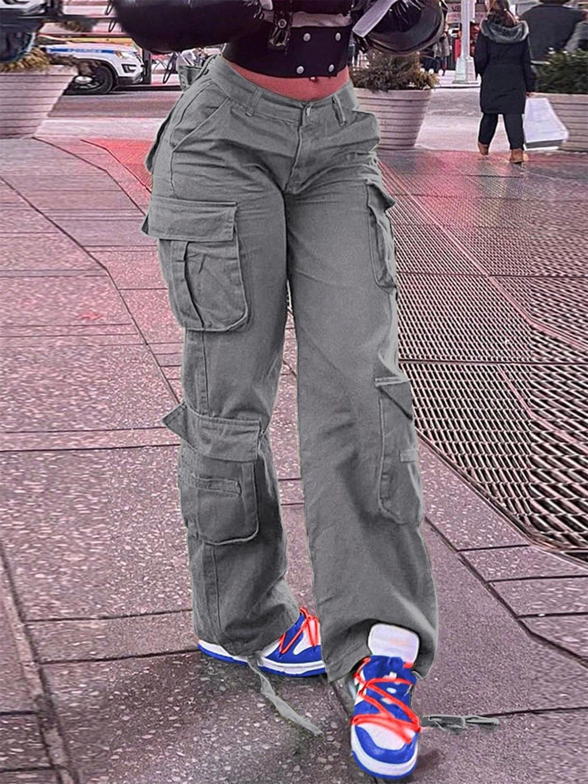 Ropa de mujer, monos casuales, pantalones tácticos retro con múltiples bolsillos_voghion.com