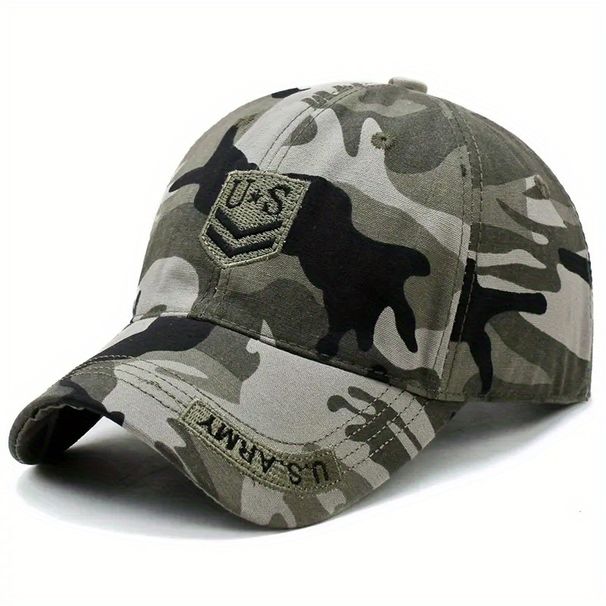Casquette de baseball brodée tendance camouflage pour homme, chapeau de soleil à visière, style militaire, pour la pêche et la randonnée_voghion.com