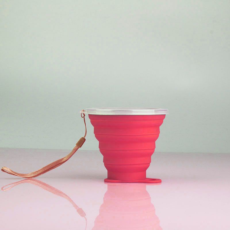 Silicone Collapsible Travel Cup, Silicone Folding Camping Cup With Lids, Expandable Drinking Cup Set_voghion.com