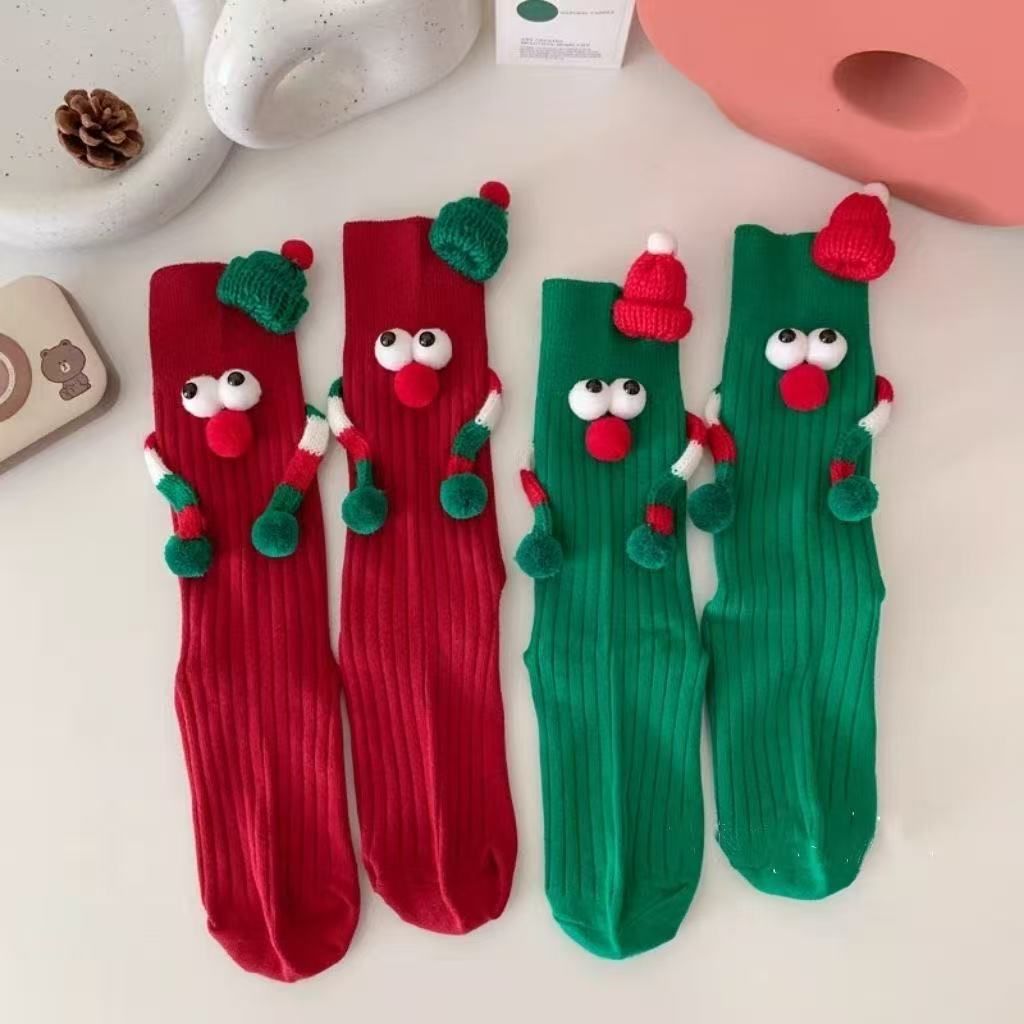 Autumn And Winter Christmas Couple Tube Socks Cute Funny Socks_voghion.com
