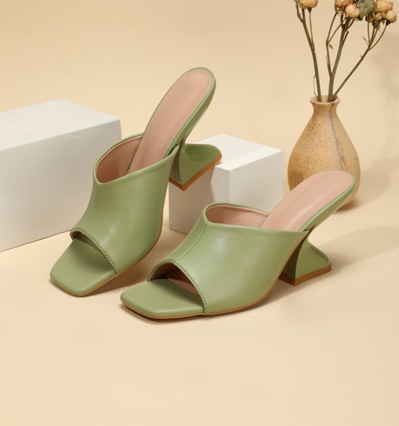 Women's spring and autumn new women's shoes square personality fish mouth open toe temperament casual sandals low heels_voghion.com