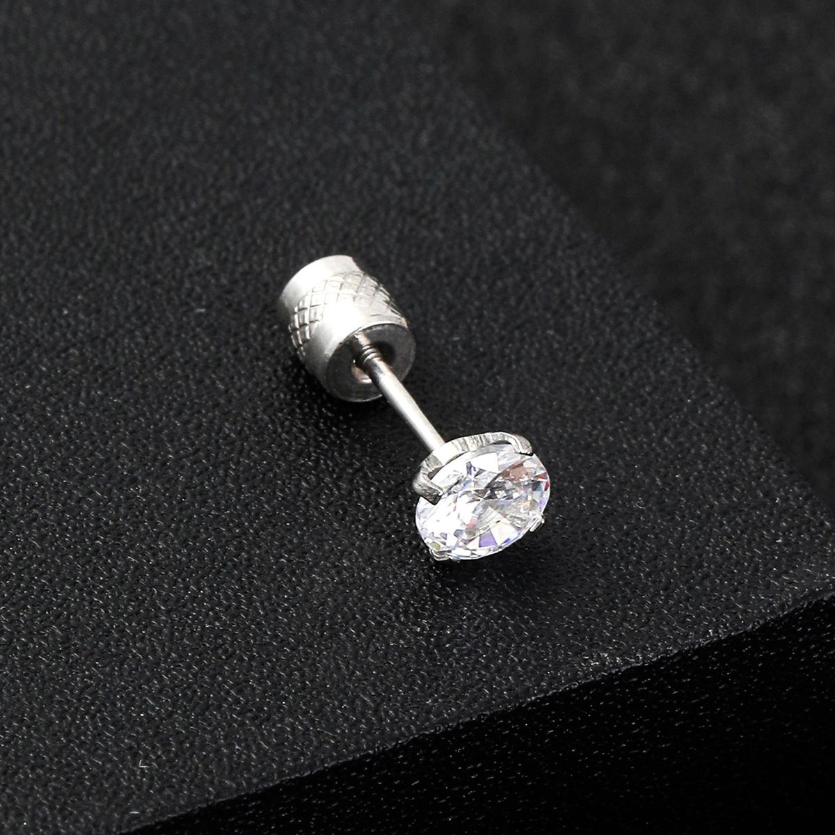 1 paio di orecchini a bottone piccoli in acciaio inossidabile con zirconi, stile coreano, orecchini di cristallo, gioielli per piercing all'orecchio, regalo per donna_voghion.com