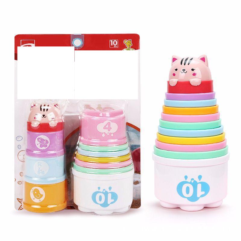 Folding Cup Rainbow Tower Baby Puzzle Early Education Baby Set Ring Cup Folding Music Toy_voghion.com