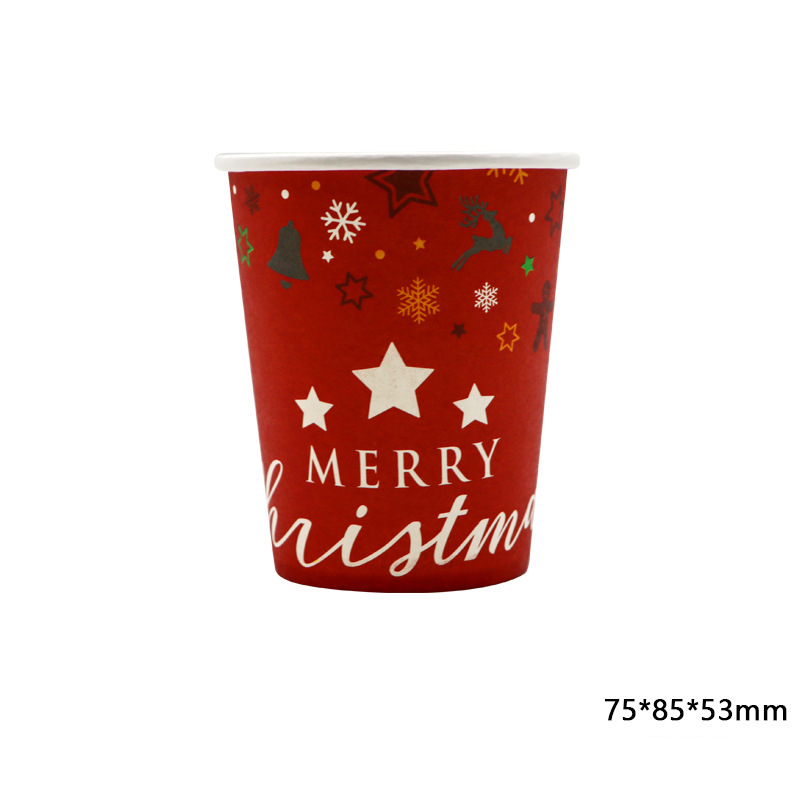 Yeni Noel temalı tek kullanımlık kağıt bardak ve kağıt tabak seti Noel tek kullanımlık Noel kağıt bardak ve kağıt tabak partisi_voghion.com