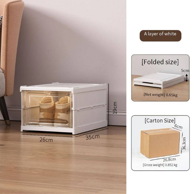 Shoe Cabinet Free Installation And Folding Transparent Folding Shoe Rack Plastic Shoe Box Storage Shoe Space Saving Storage Box Cross Border Factory_voghion.com