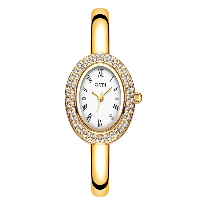 Montre à quartz pour femme, bracelet de baignoire ovale Goldie, légère, entièrement en diamants, de qualité supérieure_voghion.com
