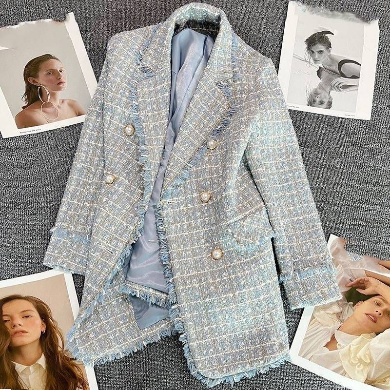 Damenbekleidung Frühlingsanzug mit zweireihigem Design_voghion.com