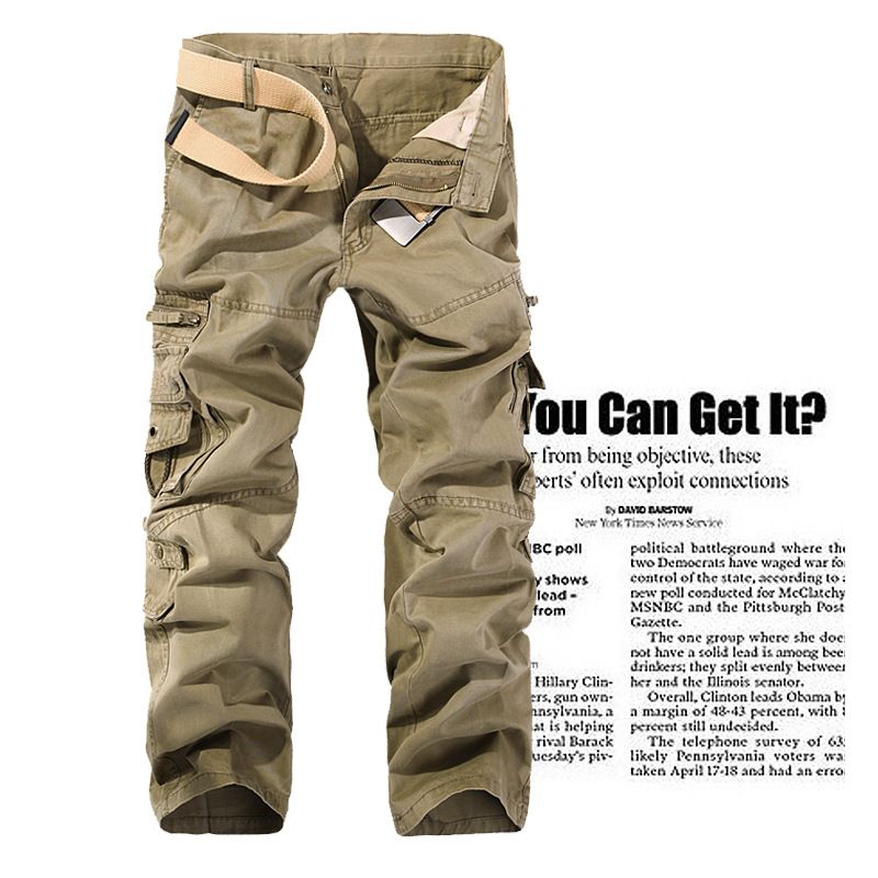 Herren-Cargohose in Übergröße, Herrenhose mit mehreren Taschen, Freizeithose, lockere Cargohose_voghion.com