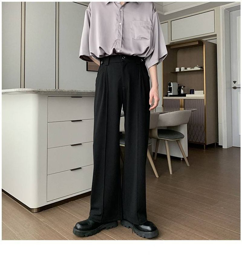 Übergroße Herrenhose – Anzughose mit entspannter Passform und geradem Bein, minimalistische, hoch taillierte Büro- und Freizeitkleidung_voghion.com