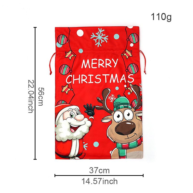 Christmas Drawstring Gift Bags With Festive Prints - Reusable Fabric Pouches For Candy, Treats & Holiday Presents_voghion.com