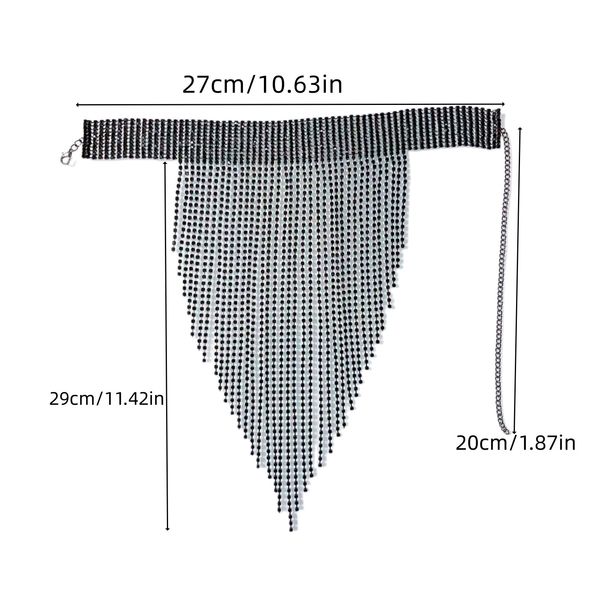Simple versatile necklaces, luxury rhinestone tassel necklaces, sexy bar and nightclub accessories choker_voghion.com